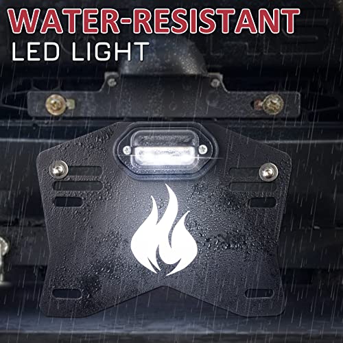 Starknightmt UTV License Plate Holder with Light, Universal Lighted License Plate Mount Bracket Compatible with Polaris Ranger RZR Can Am X3 Defender Cfmoto Zforce Uforce