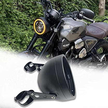 7inch Motorcycle Headlight Housing Bucket with Side Mounting Bracket 32-40MM Fork Tube Holder Clamps for Motorcycle(housing only,not include LED) - size: 32