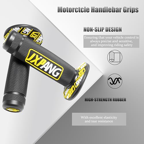 7/8" Motorctcle Handlebar Grips, Non Slip Dirt Bike Hand Handlebar Glue Left & 22mm Right & 24mm Universal for Motercross Most Pit Bike ATV UTVKLX KX EXC XC SX CRF CR YZ WR - color: Style-A-Yellow