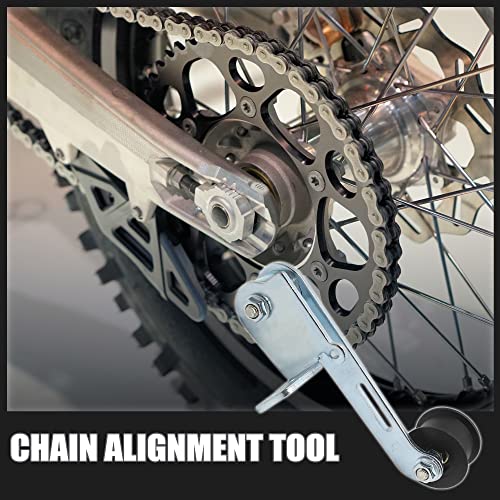 uxcell 1 Set Universal Chain Tensioner Adjustment Roller Tool with Spring Silver Tone Metal for Motorcycle Scooter
