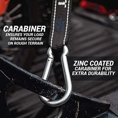 AEROFAST Loadfast Ratchet Tie Down Straps for Motorcycles | 1.5" x 8" Heavy Duty Dirt Bike Tie Down Straps with Soft Loop & Safety Carabiner | 2,600lbs (2 Pack) Red Color - color: Red