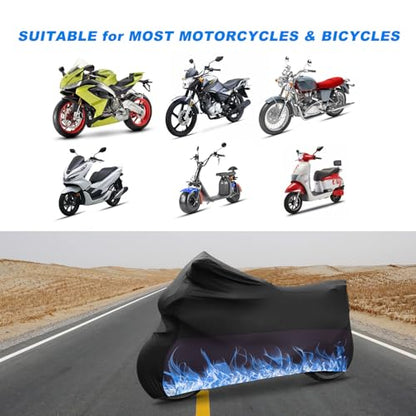 Erato Indoor Motorcycle Cover Stretch Elastic Dustproof Covers Fit for Motorbikes with Drawstring Storage Bags, 104 inches - size: 2XL(104 ")