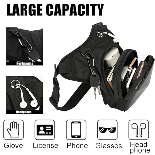 Motorcycle Leg Bag For Men EVA Hard Shell Thigh Bag Drop Leg Bag With Removable Leg Straps Multifunctional Gear Bags For Cycling Hiking Travel Outdoor