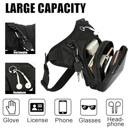 Motorcycle Leg Bag For Men EVA Hard Shell Thigh Bag Drop Leg Bag With Removable Leg Straps Multifunctional Gear Bags For Cycling Hiking Travel Outdoor