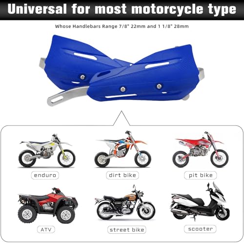 JFG RACING Dirt Bike Handguards,Universal 7/8" 22mm and 1 1/8" 28mm Handlebar Motorcycle Hand Guards for YZ YZF WR XT TTR 125 250 450 Dirtbike Motocross Supermoto ATV Scooter Enduro Ebike-Blue - color: blue