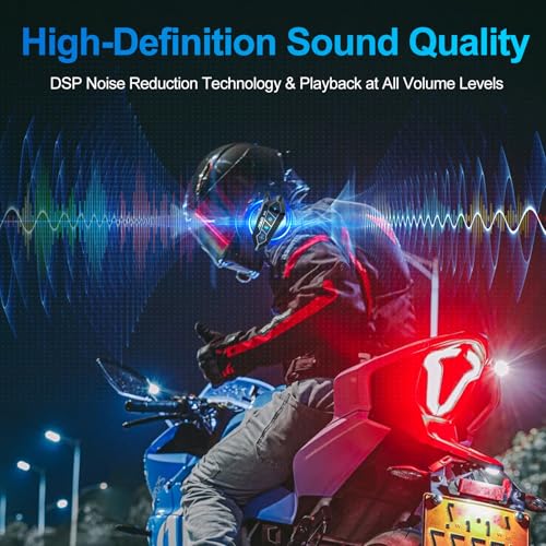 Motorcycle Helmet Bluetooth Headset Speaker,Outdoor Motorcycle Helmets with Noise Cancellation Ultra-Thin Wireless Bluetooth Headphones Riding/Skiing/Sport 1000mAh IP67 Waterproof