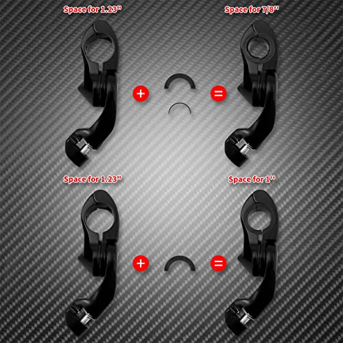 Motorcycle Adjustable Short Angled Highway Foot Pegs Mount Kit Fits For Harley Touring Road King Road Glide Electra Glide Softail Dyna Sportster For 32mm 1.25" 1-1/4" Engine Guards Black