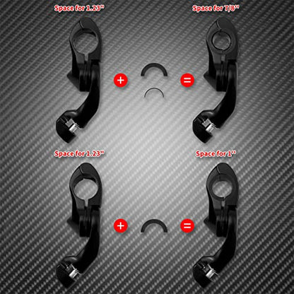 Motorcycle Adjustable Short Angled Highway Foot Pegs Mount Kit Fits For Harley Touring Road King Road Glide Electra Glide Softail Dyna Sportster For 32mm 1.25" 1-1/4" Engine Guards Black
