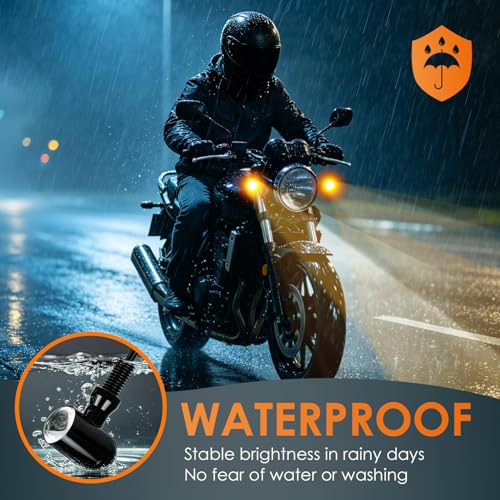 4PCS Mini Motorcycle LED Turn Signals, Ultra-Bright Blinkers Indicators 8MM Mounting Hole 12V Universal Fit for Harley Honda Kawasaki Suzuki Triumph Yamaha