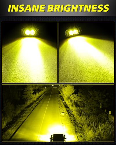 Yellow Flush Mount LED Pods, AKD Part CREE LED Flush Bumper Fog Lights 40W Spot Flood Combo Offroad Driving Lights Yellow Flush Mount LED Chase Light Pods for Trucks Pickup SUV UTV ATV - color: Yellow Flush