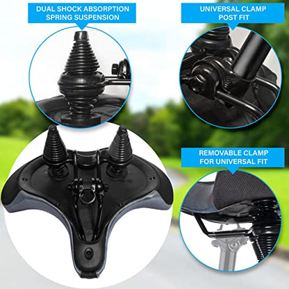 X WING New-Age Noseless Bike Seat Cushion for Men & Women - Extra Padding & Wide - Suitable for City, Electric, Stationary Bikes - Compatible with Peloton Bikes – Wide Winged Bike Seat with Cushion - color: Black Mega Plus