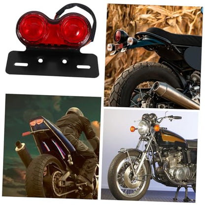 POPETPOP LED Motorcycle Tail Light Brake Lamp Red Cover Aluminum Alloy Rear Indicator Brake Warning Light Compact for Motorbike Accessories