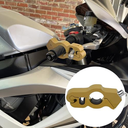 Motorcycle Handlebar Lock Anti Theft Throttle Grip Clutch Brake Lock Adjustable Universal for Motorbikes Moped Scooter ATV (Gold-2 PCS)