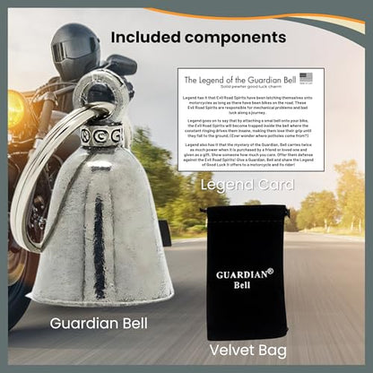 Guardian Bell Second Amendment Protects Good Luck Bell w/Keyring & Black Velvet Gift Bag | Motorcycle Bell | Lead-Free Pewter | Made in USA - color: Second Amendment Protects