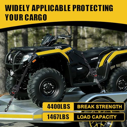 Ayaport Retractable Ratchet Straps 1.75in X 10ft, 4400lbs Break Strength, Heavy Duty Ratchet Straps Self RetractableTie Down Straps with Hook & Soft Loops for Motorcycle, Cargo Trailer, Truck, 2PK - size: 1.75"x10'-2pc