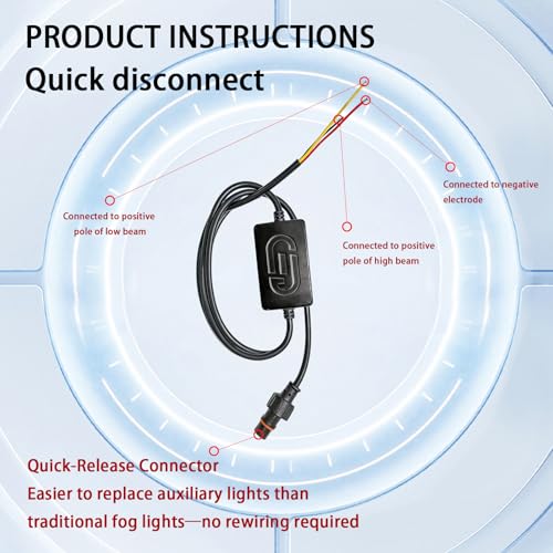 Motorcycle Driving Lights 8-80V 60W 6000LM LED Fog Lights with External Driver & Inline Switch, Quick-Release Connector, IP67 Waterproof, 5 Modes High/Low/Strobe for ATV, UTV, Truck, 2 Pack M - color: MY1-Mini