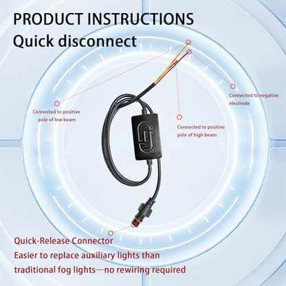 Motorcycle Driving Lights 8-80V 60W 6000LM LED Fog Lights with External Driver & Inline Switch, Quick-Release Connector, IP67 Waterproof, 5 Modes High/Low/Strobe for ATV, UTV, Truck, 2 Pack M - color: MY1-Mini