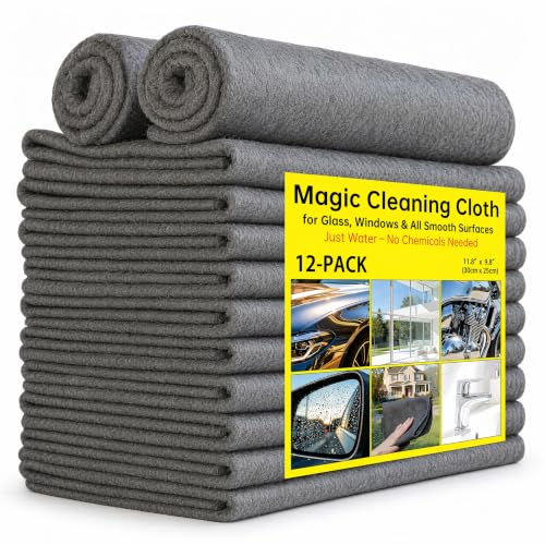 12 PCS Thickened Magic Cleaning Cloth, Reusable Microfiber Cleaning Towels, Lint & Streak Free Cleaning Rags for Windows, Cars, Mirrors