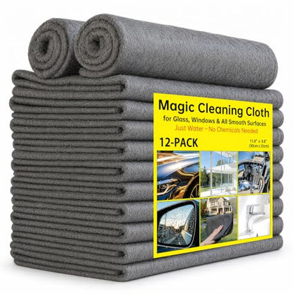 12 PCS Thickened Magic Cleaning Cloth, Reusable Microfiber Cleaning Towels, Lint & Streak Free Cleaning Rags for Windows, Cars, Mirrors