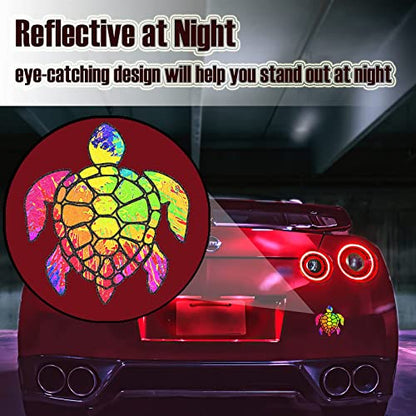 2 Pack Turtle Tie Dye Reflective Vinyl Car Decals Stickers, Van Trucks Women Men Motorcycle Laptop Decals Skateboard Bike Bumper Window 5.1" - color: Turtle-3