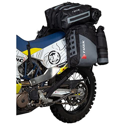 TUSK Highland X2 Rackless Luggage System w/Small Dry Duffel/Large Bottle Holders Compatible with KTM/Husky 690-701 Heat Shield Black/Grey - color: Black/Grey, size: Small Dry Duffel/Large Bottle Holders, style: Ktm/Husky 690-701 Heat Shield