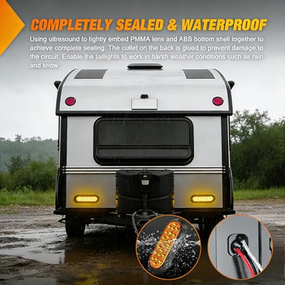 Nilight 6Inch Oval Tail Light 2PCS Amber 24LED Turn Signal Lights Surface Mount Sealed IP67 Waterproof for 12V Caravan Truck RV Camper Trailer Bus - color: Amber 24LED Lights Screws 2Pcs