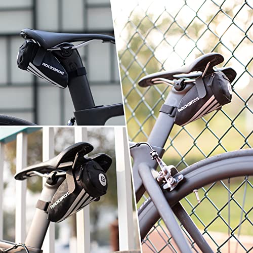 ROCKBROS Bike Saddle Bag Small Seat Bag Bicycle Bag Under Seat Bike Accessories Storage Pouch Ultralight Cycling Wedge Pack for Road Mountain MTB Foldable Bike