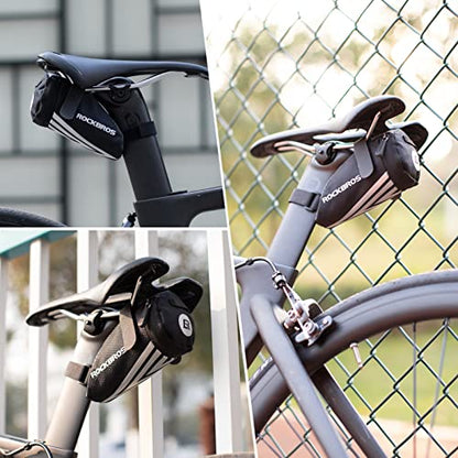 ROCKBROS Bike Saddle Bag Small Seat Bag Bicycle Bag Under Seat Bike Accessories Storage Pouch Ultralight Cycling Wedge Pack for Road Mountain MTB Foldable Bike