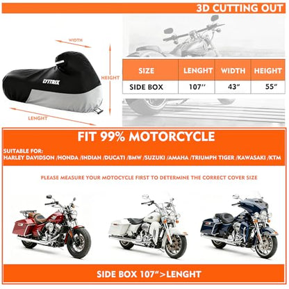 600D Motorcycle Cover Waterproof Outdoor Suitable for Touring Models Harley Davidson Road King, Street Glide,Electra Glide,Road Glide,Low Rider-St Black - color: Black