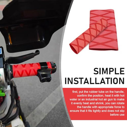 4 PCS Non-Slip Heat Shrink Motorbike Grips & Brake Grips Sleeve, Diamond Grid Rubber Handlebar Grip Cover, Shockproof Handlebar Protector, Universal for Dirt Bike, Scooter (Red) - color: Red