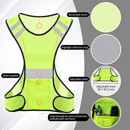 TCCFCCT Reflective Running Vest, High Visibility Running Gear with Large Pocket - color: 3 Pack Mesh Yellow