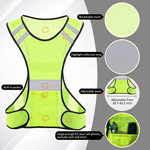 TCCFCCT Reflective Running Vest, High Visibility Running Gear with Large Pocket - color: 2 Pack Mesh Yellow