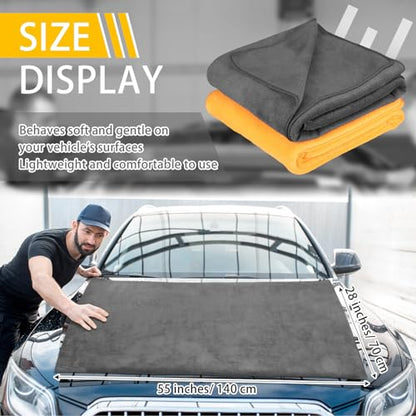 Mindsoft 2 Pcs Giant Car Drying Towel 55'' x 28'' Microfiber Towels Great Thick Soft Plush Towel Streak Free Lint Free Reusable Cars Accessories Highly Absorbent Quick Effortless Dry for Car Truck Suv