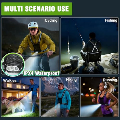 Gesture Sensing Running Light Reflective Vest with Pouch (Black) | ①45°Adjustable Angle②360°Reflective Strap③Multiple Lighting Mode④Waterproof IPX4⑤For Nighttime Walking Cycling Jogging Hiking - color: black
