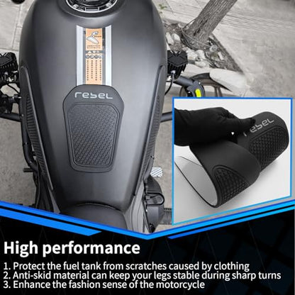 Motorcycle Tank Pad Compatible with Honda Rebel CMX250 CMX300 CMX500 2017-2025, Anti-Slip Motorcycle Tank Protector Sticker Rubber Fuel Tank Grip (Black-CMX250 300 500) - color: Black-cmx250 300 500