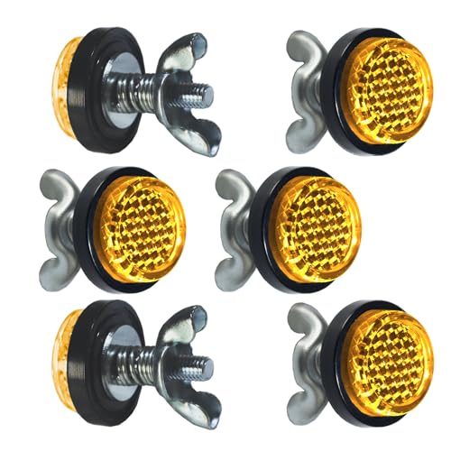 Amber Reflectors Motorcycle License Plate Bolts and Nuts Mini Decorative M5 Screw Tag Bolt Round Reflective for Bike(6Pieces) (Amber) - color: Amber