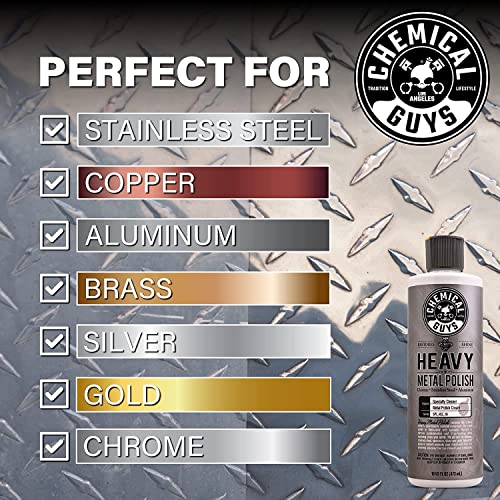 Chemical Guys Light & Heavy Metal Polish Kit - Restore, Protect & Shine All Metal Surfaces, Removes Oxidation, Rust & Tarnish from Chrome, Aluminum, Stainless Steel & More, Includes 2 x 16 oz Bottles - style: Light & Heavy Combo