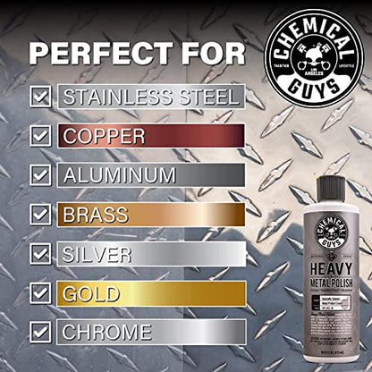 Chemical Guys Light & Heavy Metal Polish Kit - Restore, Protect & Shine All Metal Surfaces, Removes Oxidation, Rust & Tarnish from Chrome, Aluminum, Stainless Steel & More, Includes 2 x 16 oz Bottles - style: Light & Heavy Combo