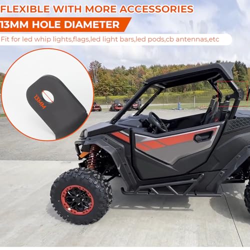 Whip Light Mount Flag Brackets for CF Moto Zforce Gen 2 Heavy Duty Mount Bracket Flag Mount Kit for Flag Off-Road LED Whip Lights 2pcs Black