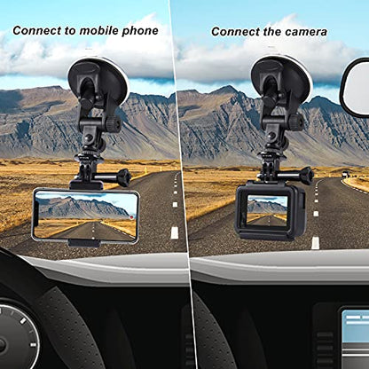 PULUZ Suction Cup Mount for Gopro Car Mount, Adjustable Vehicle Window & Windshield Mount Holder, Compatible with GoPro Hero 12 11 10 9 8 7/Insta360 X3 x2/DJI OSMO Action Camera Mount - size: 6.8cm/2.6inch Suction Cup