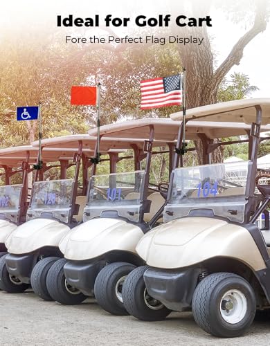 KEMIMOTO Stainless Steel Boat Flag Holder, 360° Rotating Flag Pole Kit, Flag Pole Holder for 0.5''-1.75'' Round/Square Rails, for 12''x18''/8‘’x12''/4''x6'' Boat/Golf Cart Flag (2.5ft, NO Flag)