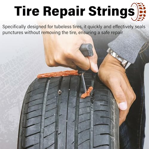 30 PCS Tire Plugs Heavy Duty, 4" X 0.24" Tire Repair Plugs, Rubber Tires Plug, Tires Repair Strings for Tubeless Puncture Car, RV, SUV, ATV, Motorcycle, Truck,Tractor (Brown) - color: brown