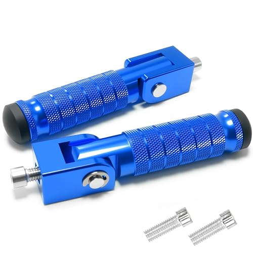 M8 Universal CNC Motorcycle Foot Pegs Degree Foldable Bike Pegs Aluminum Fit Electric Car Motorbike Scooter Mini Bike Ebike Dirt Bike Go Kart Honda Yamaha Suzuki Aprilia Super73 (Blue, Type A) - color: Blue, size: Type A