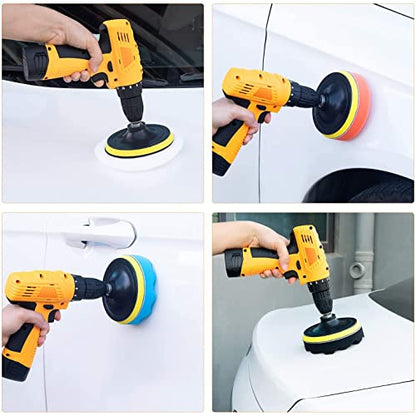 5 Inch Buffing and Polishing Pad Kit 11 PCS with Drill Adapter - size: 5Inch-11PCS