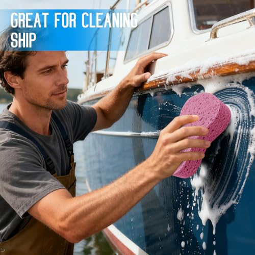 3PCS Car Wash Sponge, Heavy Duty Car Sponges for Washing, Car Accessories Large Sponges for Cleaning, Automotive Cleaning Supplies, Eco Friendly Sponge (7.68 x 3.74 x 1.38 Inch), Pink - color: Pink