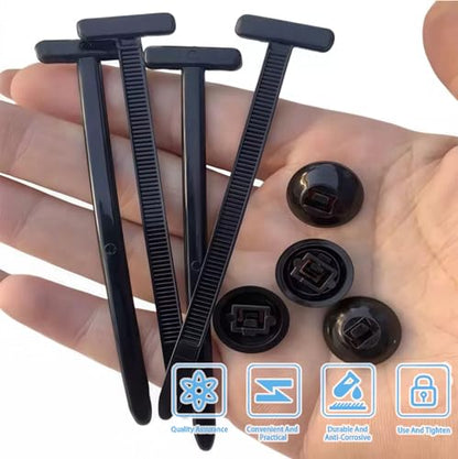 20PCS Universal Nylon Cable Tie Buckle Kit - Heavy Duty Self-Locking Rivets with UV-Resistant Push Mount Clips, Automotive Grade Fasteners for Fender Liners Engine Guards Wiring Organization