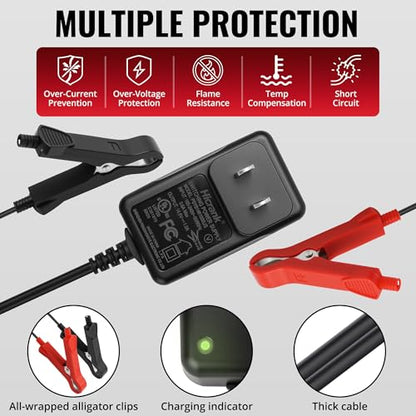 14.6V, 1A Battery Charger for 12V LiFePO4 Motocycle Battery, with Dual Alligator Clips Connector - size: HC-Charger-1A