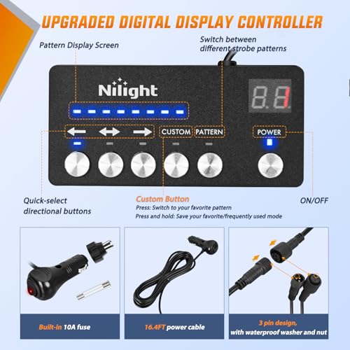 Nilight 2PCS 70 Inch Emergency Strobe Light Strip with Controller 864 LED White Running Board Lights Flexible Side Flashing Warning Caution Safety Waterproof for Truck Construction Pickup - color: White, size: Running Board Strobes w/Controller