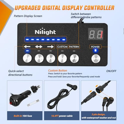 Nilight 2PCS 70 Inch Emergency Strobe Light Strip with Controller 864 LED Red Running Board Lights Flexible Side Flashing Warning Caution Safety Waterproof for Truck Construction Pickup - color: Red, size: Running Board Strobes w/Controller