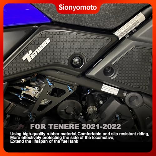 Fuel Gas Tank Pad Protector Stickers Decal Rubber Set Compatible with Tenere 700 T700 XTZ T7 Rally XTZ07 2019 2020 2021 2022 2023 5pcs Black PVC Rubber
